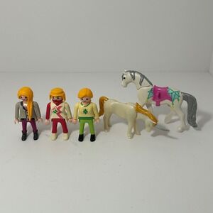 Playmobil Figures Lot‎ 3 Girls 2 Horses Unicorn Ski Argyle Blazer Figures Set